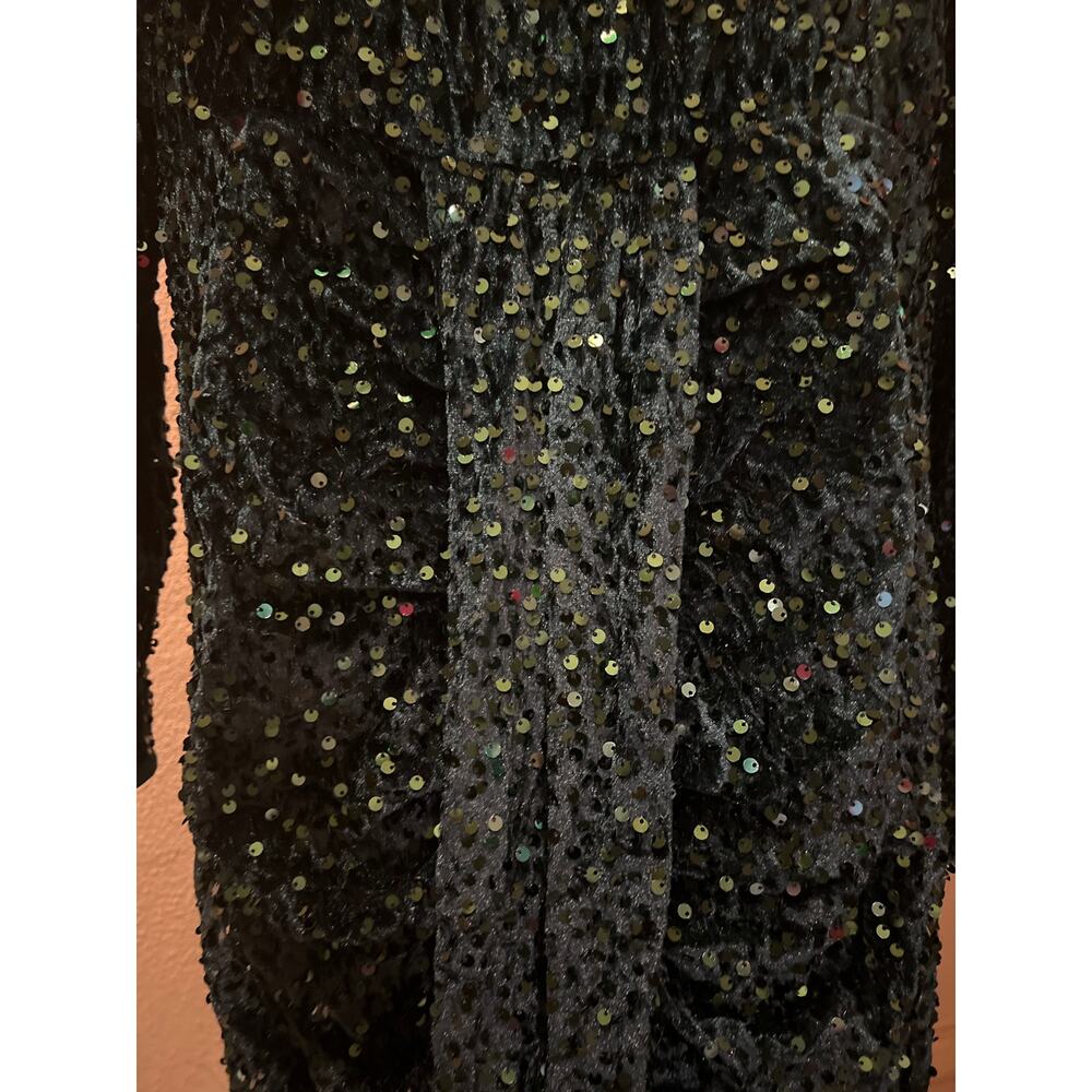 Sparkly Velvet Sequin Long Sleeve V-Neck Ruched Gown Dress NWT Size 4XL - Picture 7 of 12